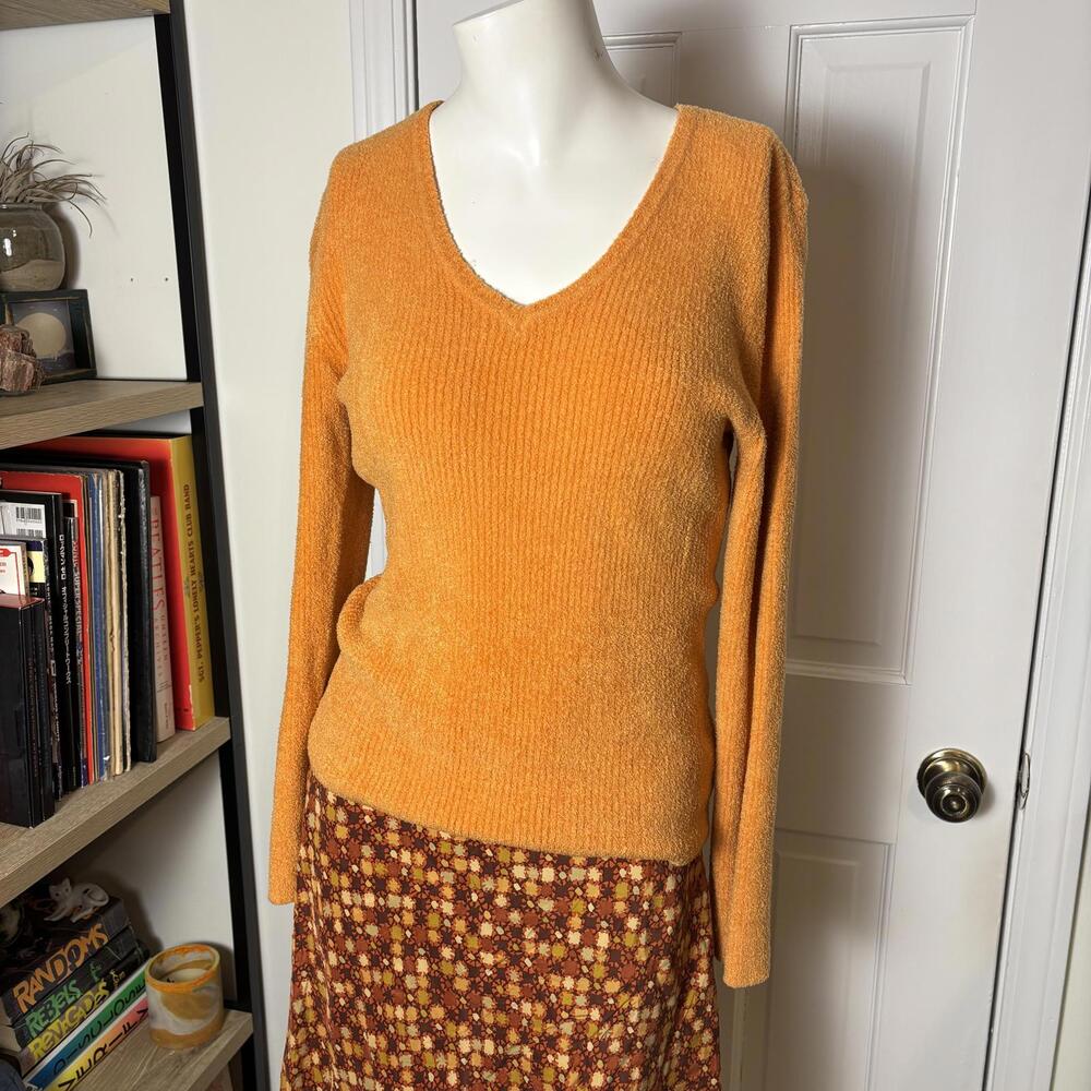 Talbots S Vtg Orange Chenille Sweater